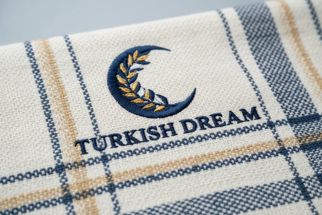Logo nakışı detay - peştemal kalitesi