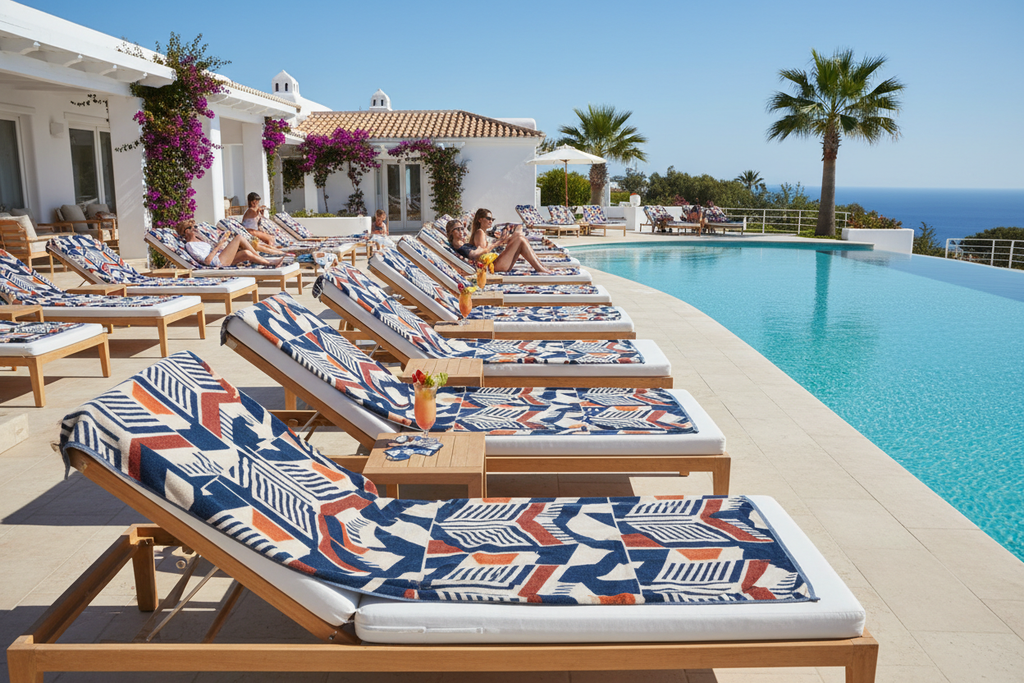 Dijital baskılı plaj havlusu - otel havuzu lifestyle