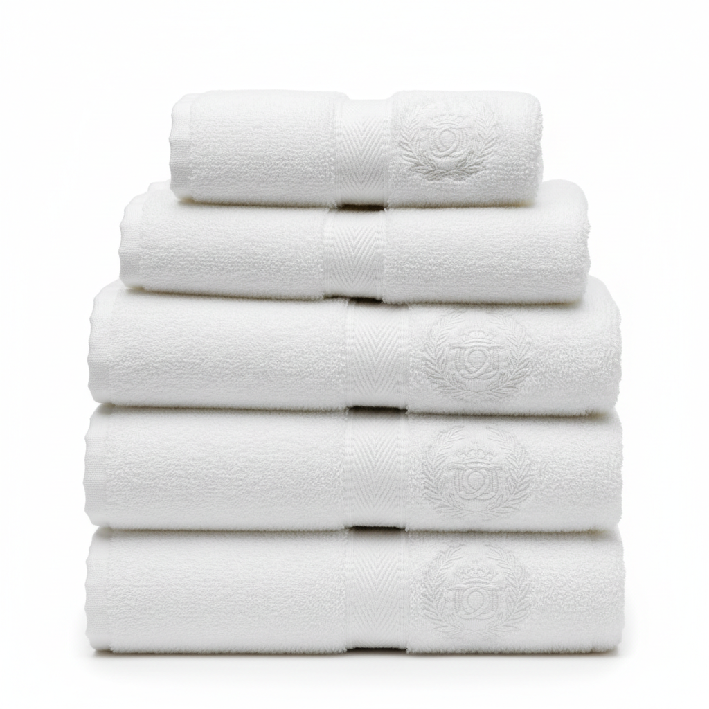 Premium jakarlı logo sınırlı otel banyo havlusu