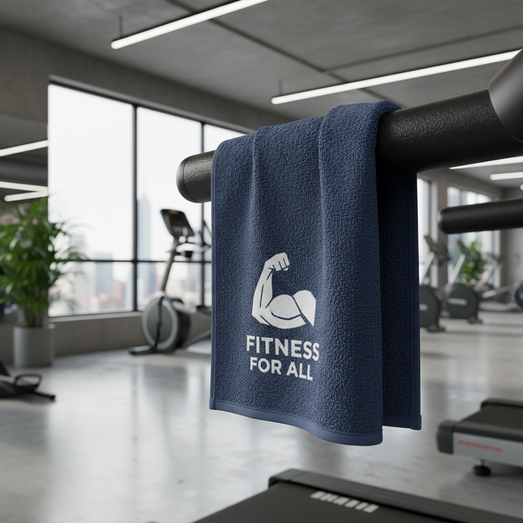 Koşu bandı üzerinde logolu fitness havlusu