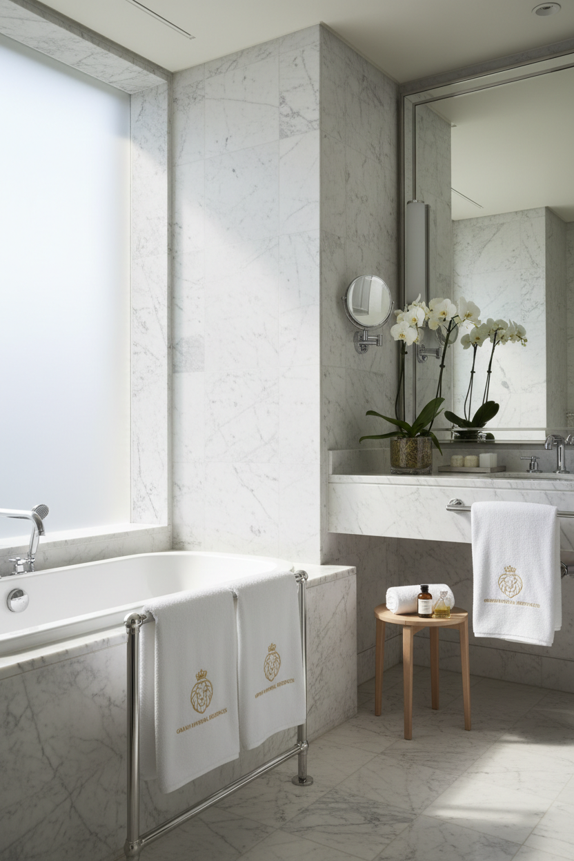 Nakışlı Banyo Havlusu - Otel Banyo Lifestyle